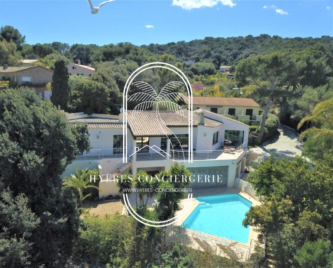 Villa l'Arbanaise vue mer/piscine presqu'Ile Giens Hyères Eksteriør bilde